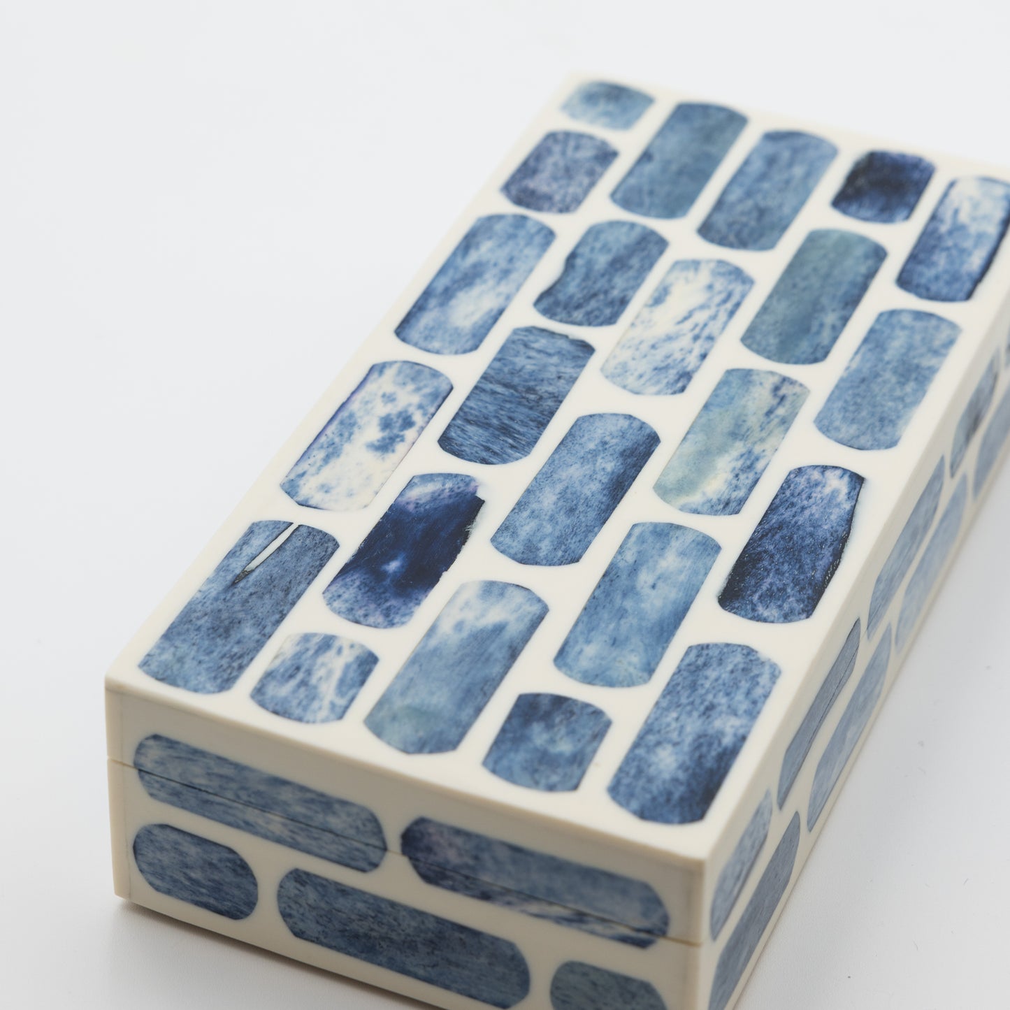 Blue + Ivory Bone Inlay Box