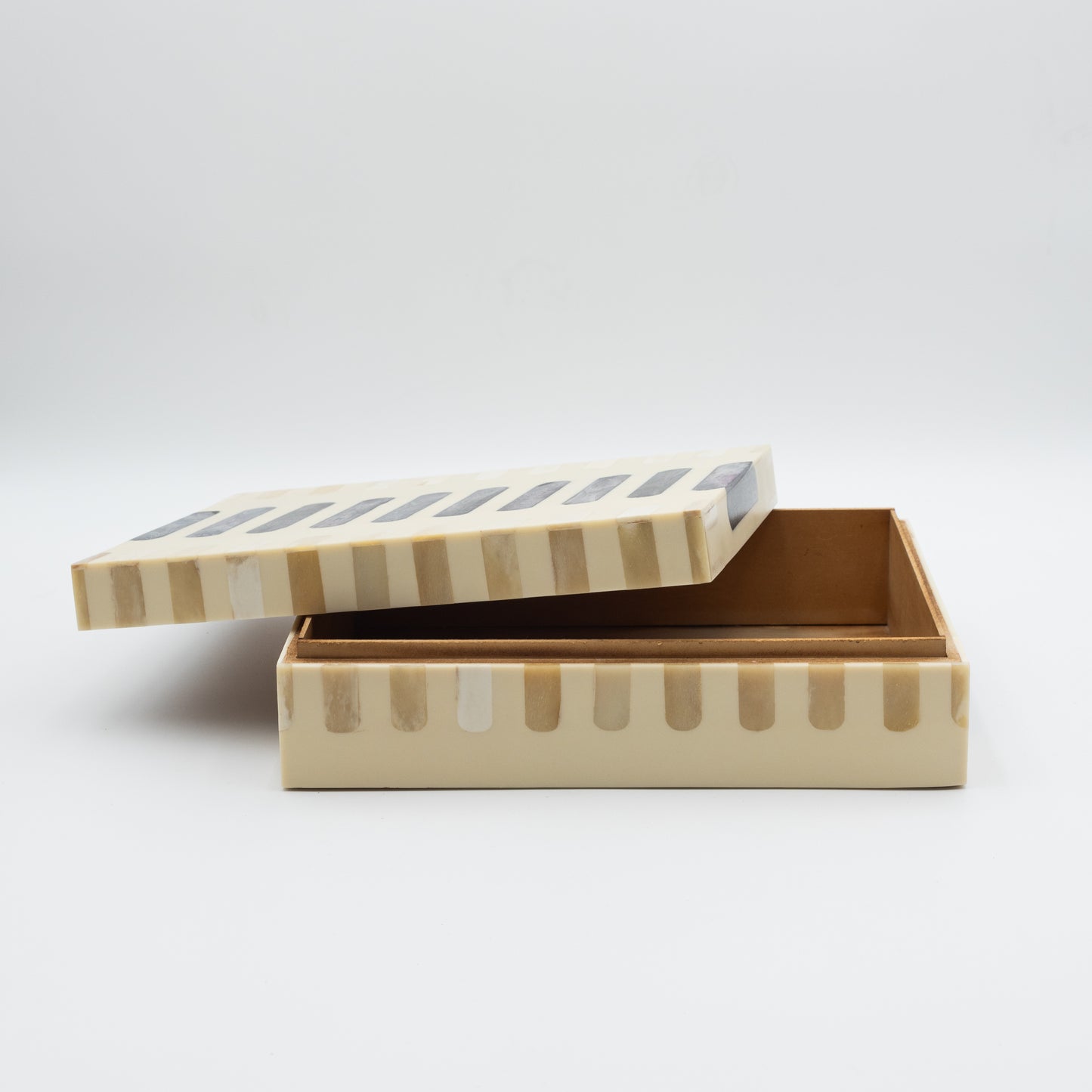 Dark Gray + Ivory Bone Inlay Box