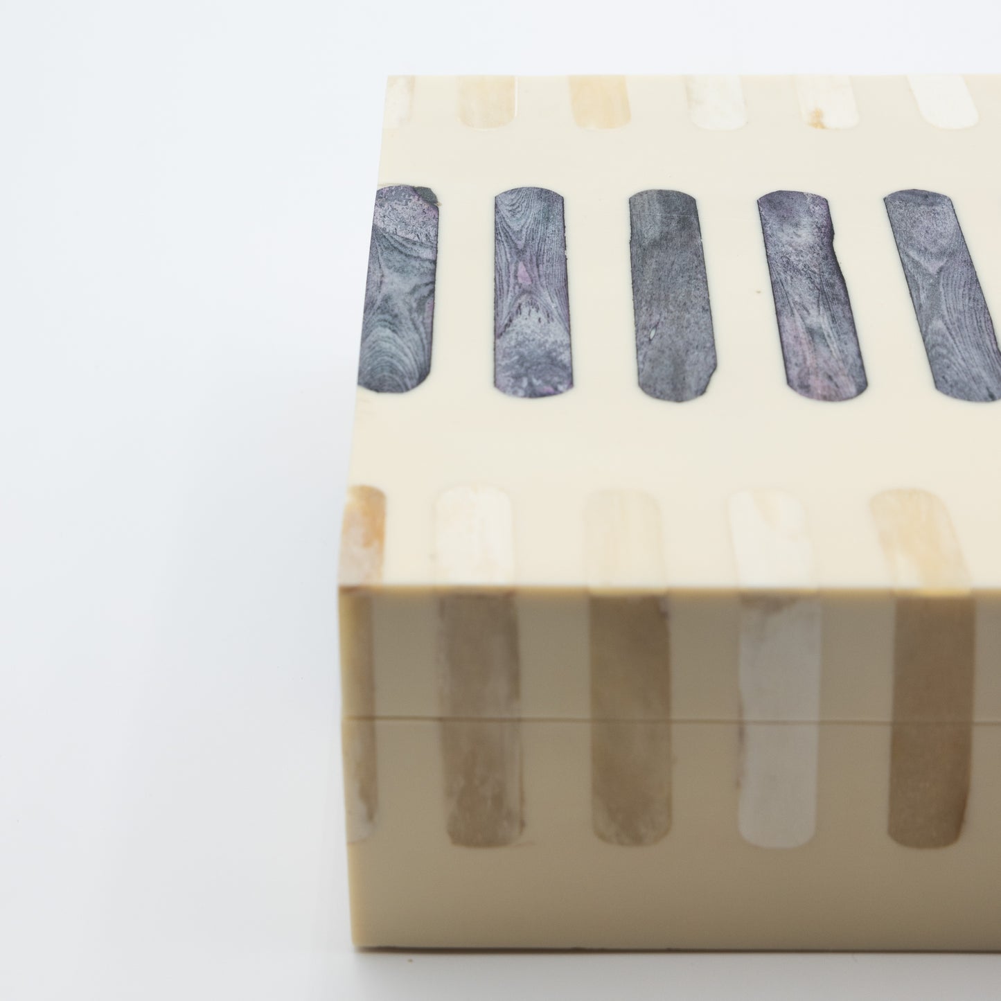 Dark Gray + Ivory Bone Inlay Box