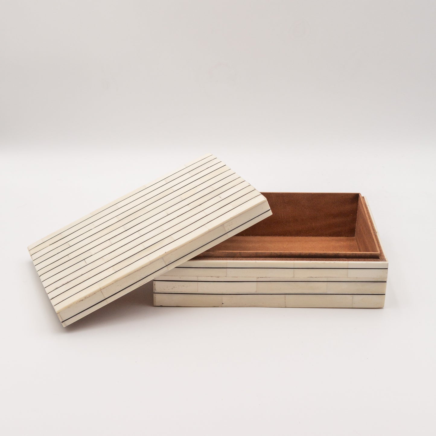 Bone Inlay + Ebony Pinstripe Box