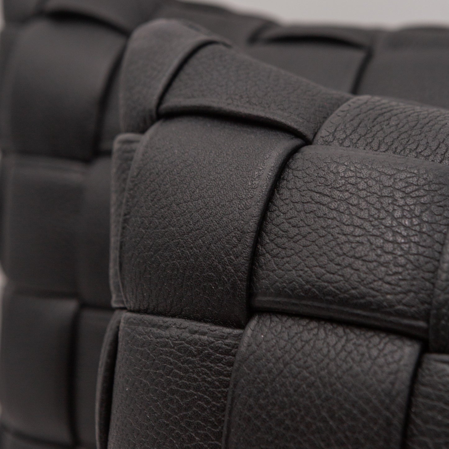 Woven Leather Pillow - Black