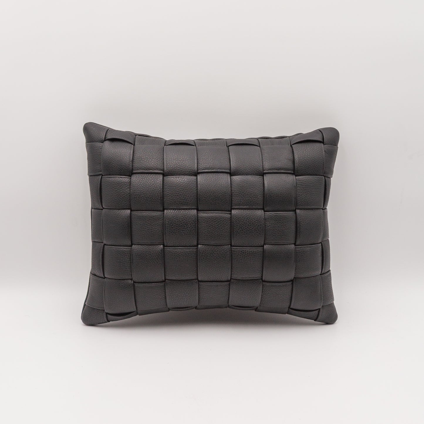 Woven Leather Pillow - Black