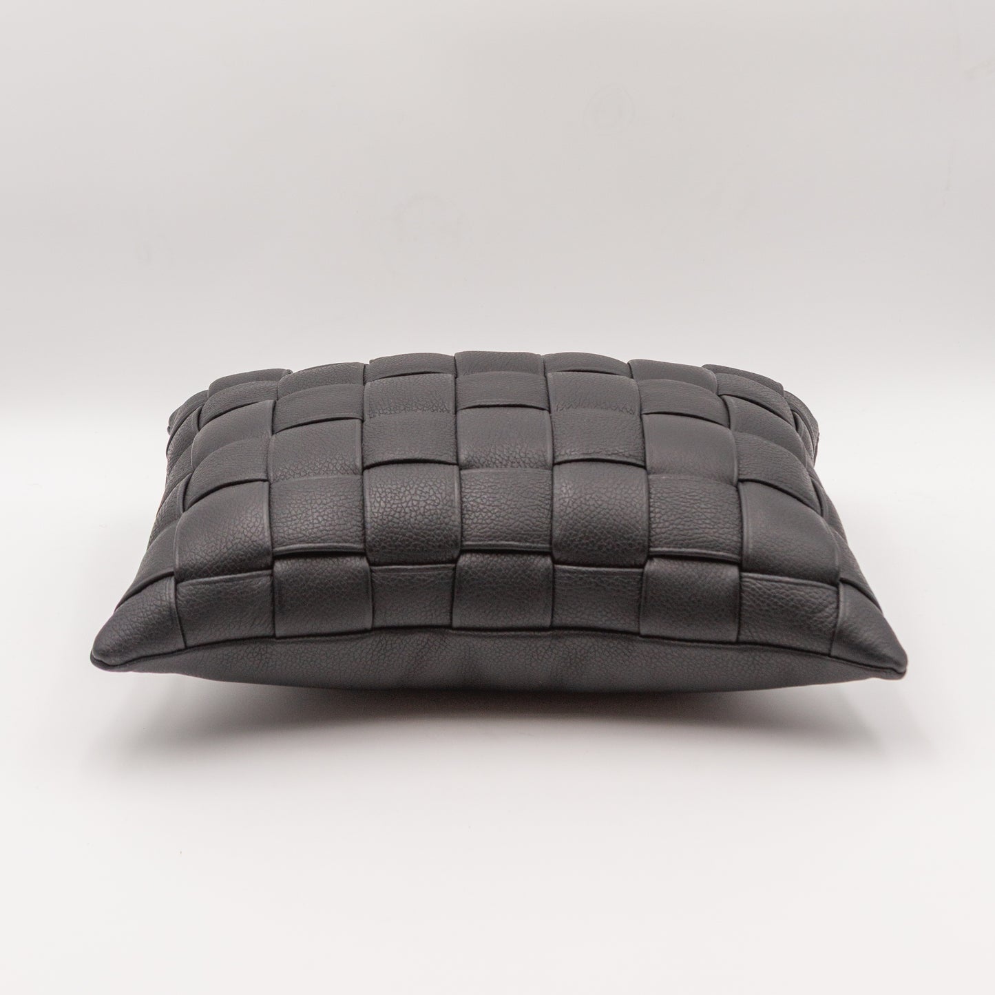 Woven Leather Pillow - Black