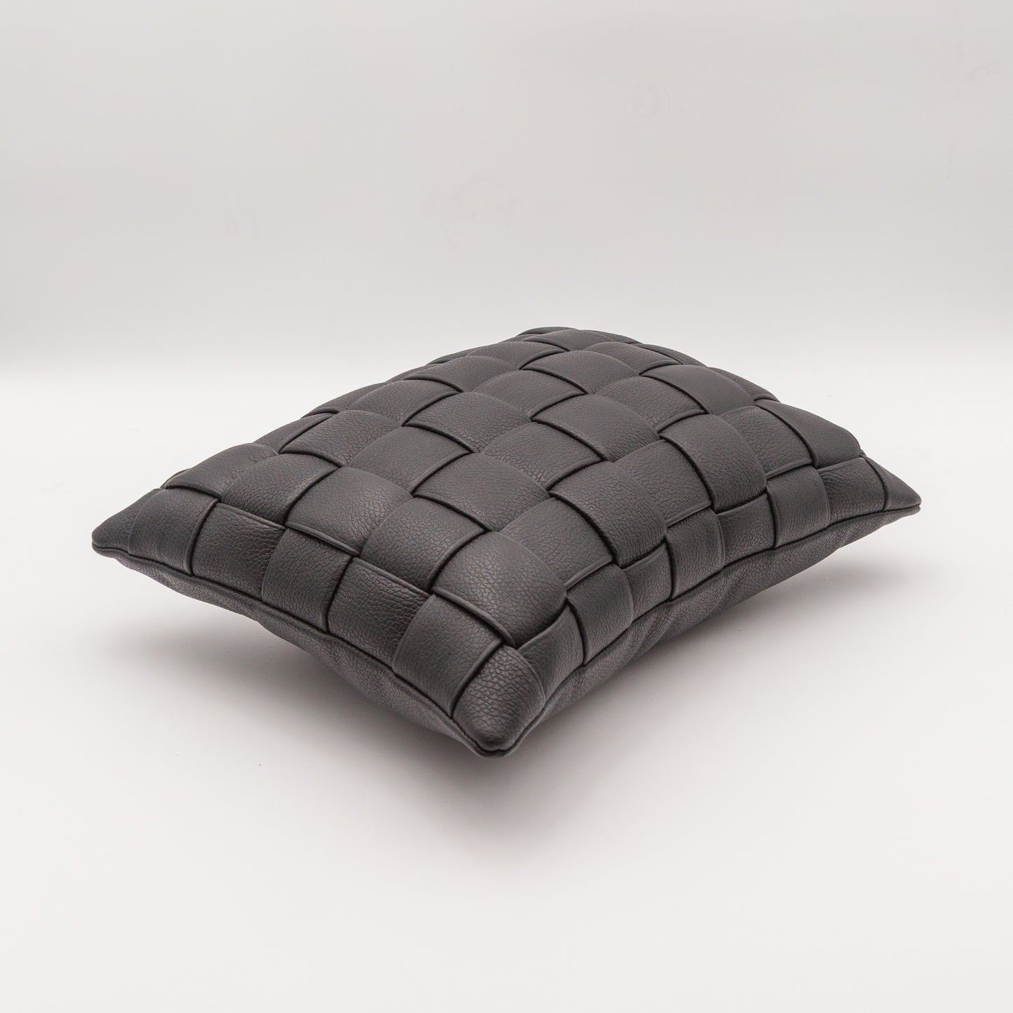 Woven Leather Pillow - Black