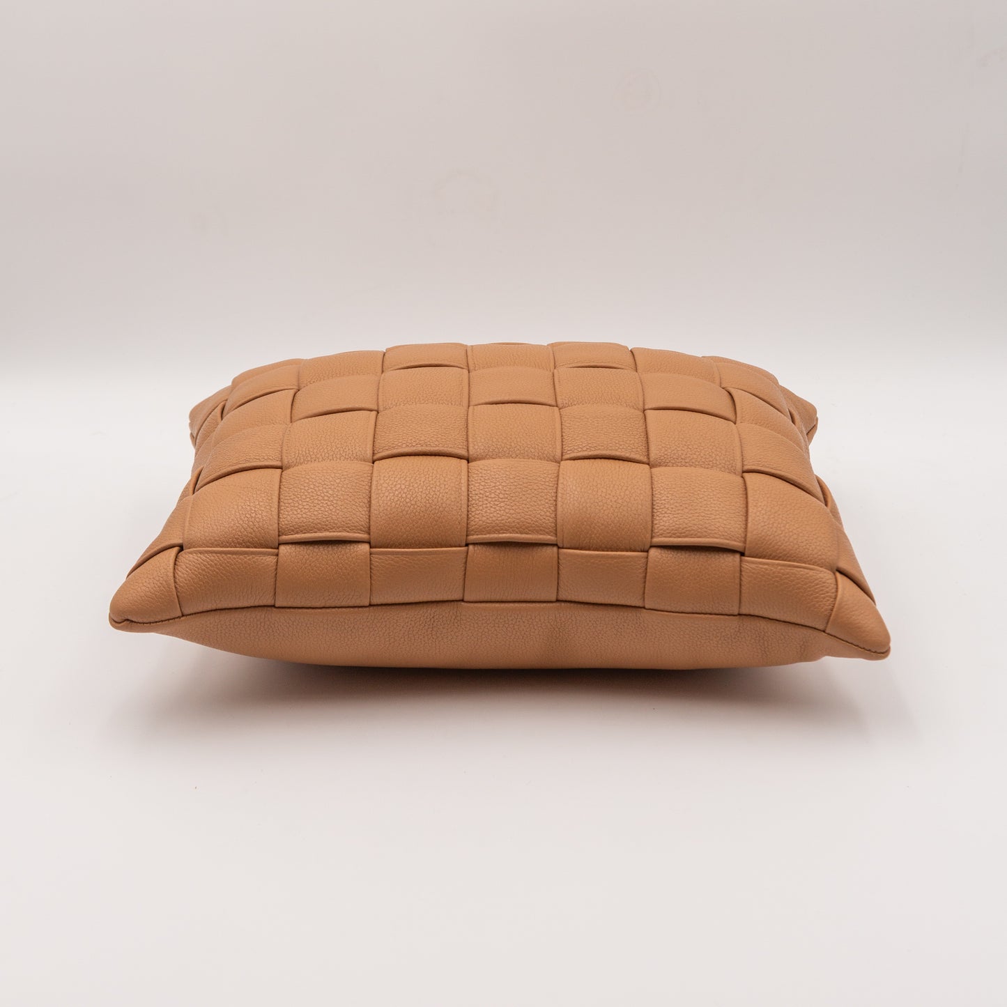Woven Leather Pillow - Camel