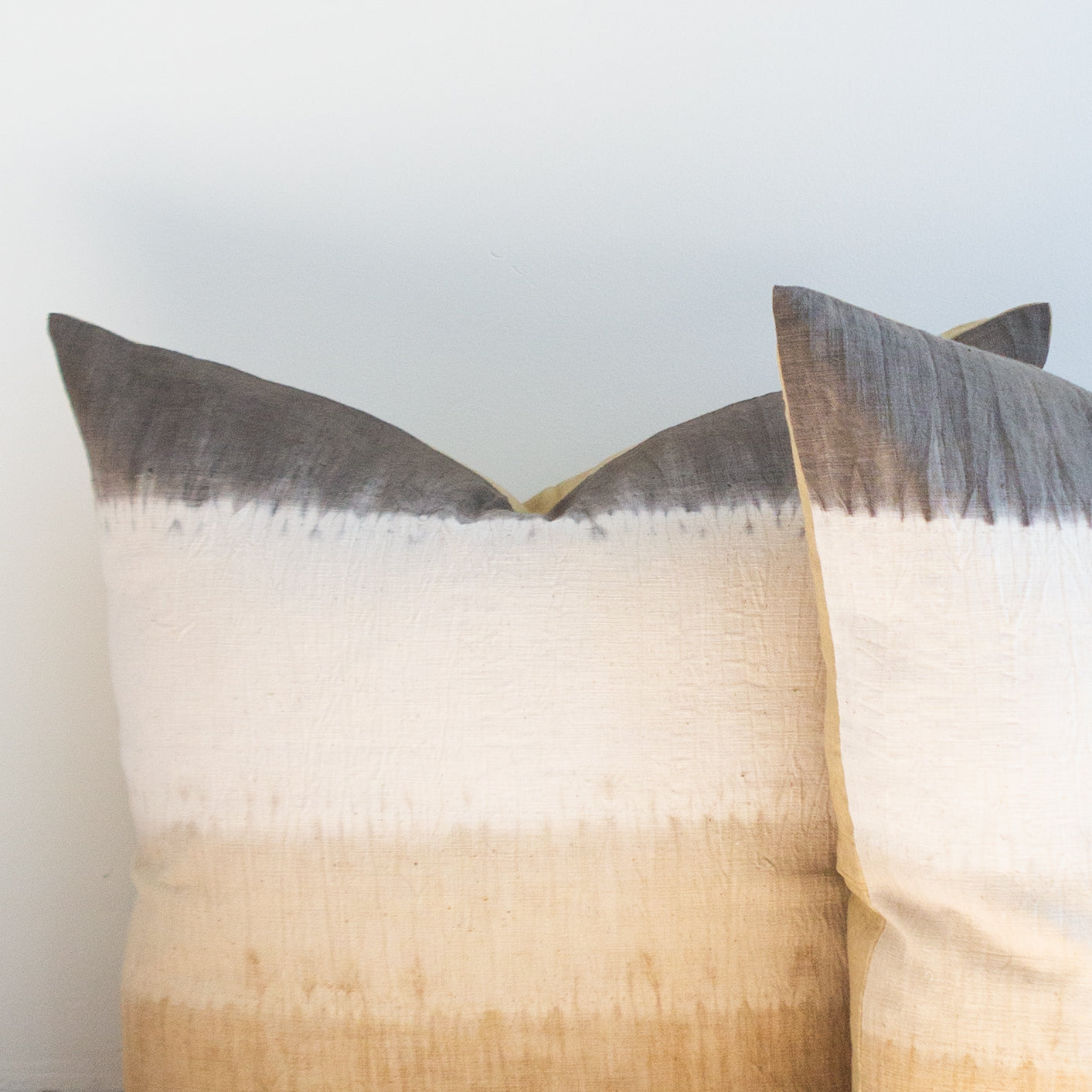 Shibori Gray + Yellow Striped Pillow