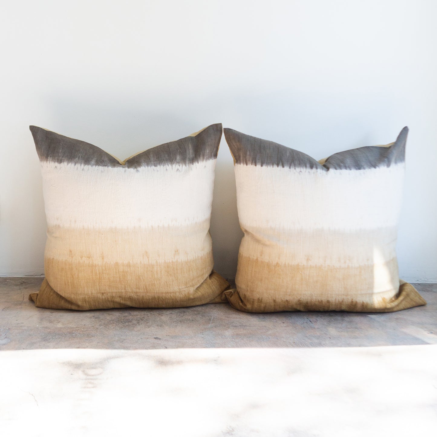 Shibori Gray + Yellow Striped Pillow