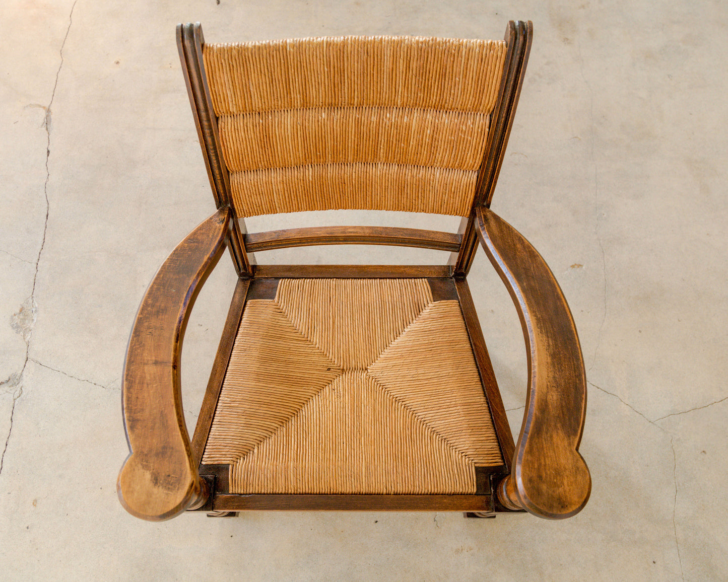 Turned Chestnut Frame + Rush Armchairs