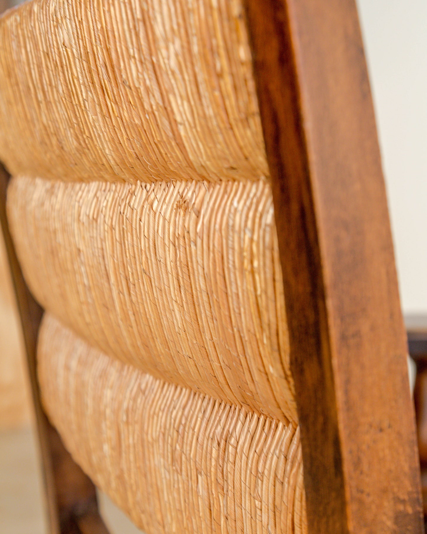 Turned Chestnut Frame + Rush Armchairs