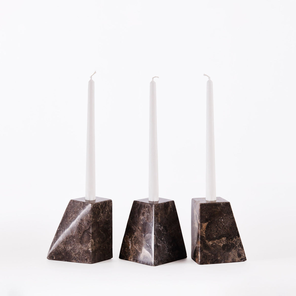 Pyramid Candle Holders Grey