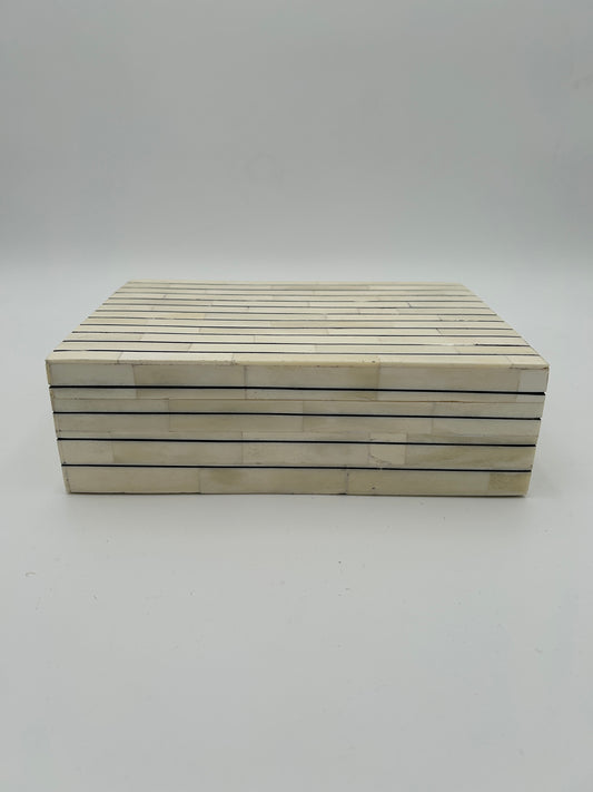 Bone Inlay + Ebony Pinstripe Box