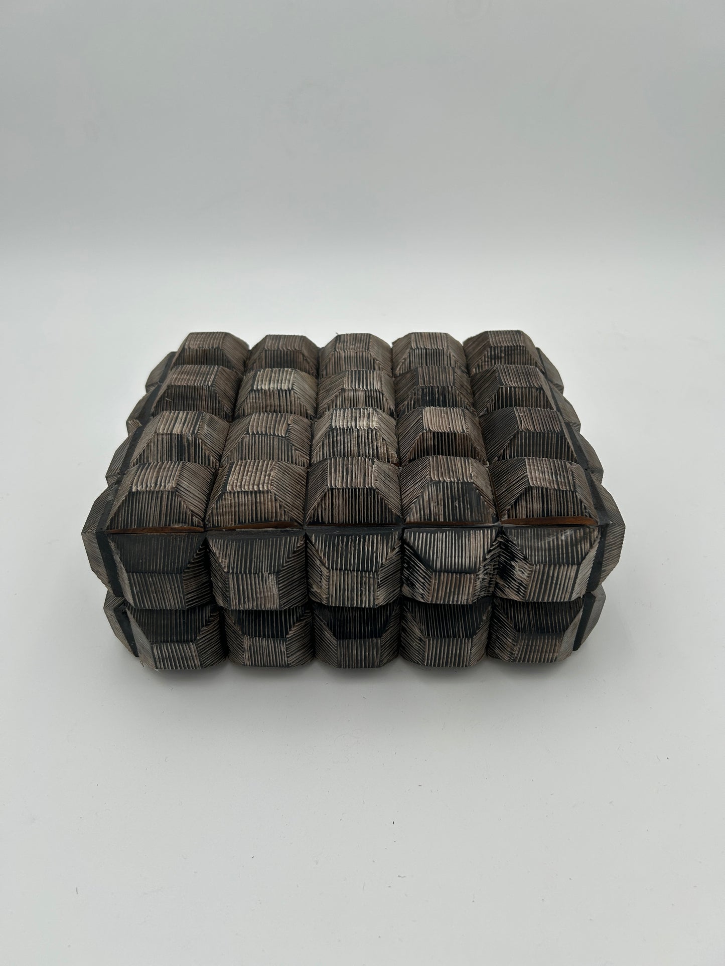 Carved Dark Gray Horn Box