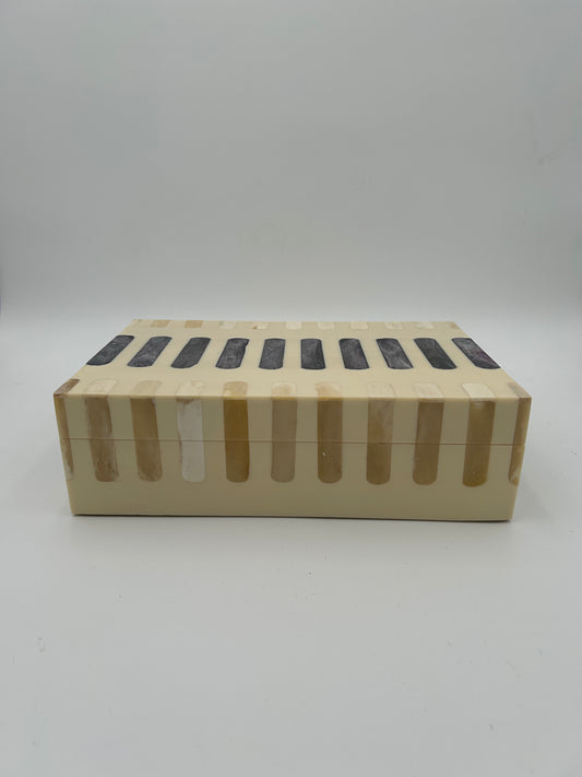 Dark Gray + Ivory Bone Inlay Box