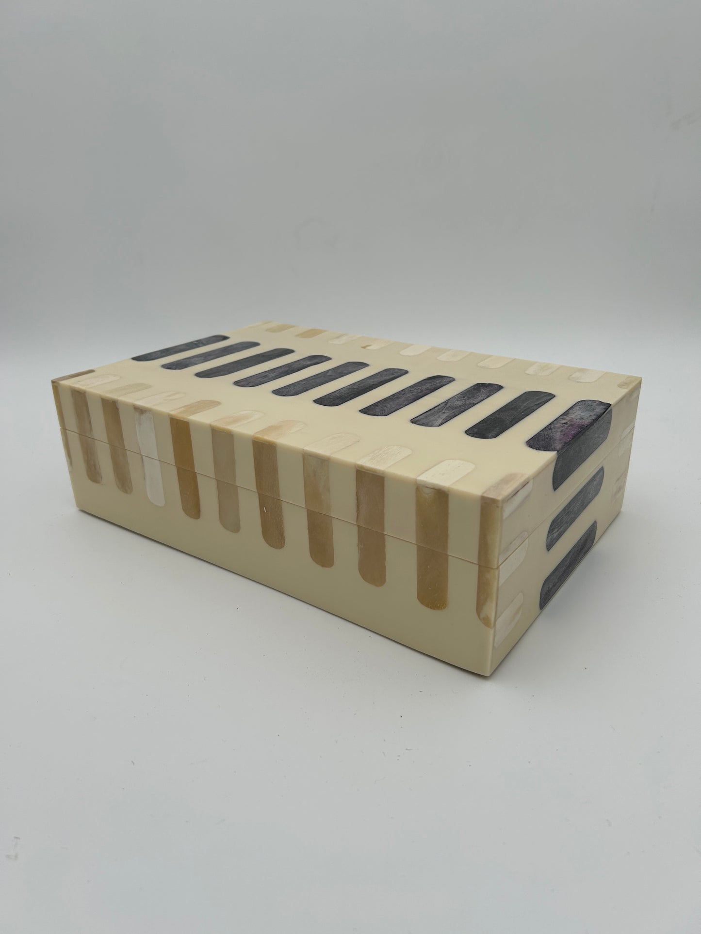 Dark Gray + Ivory Bone Inlay Box