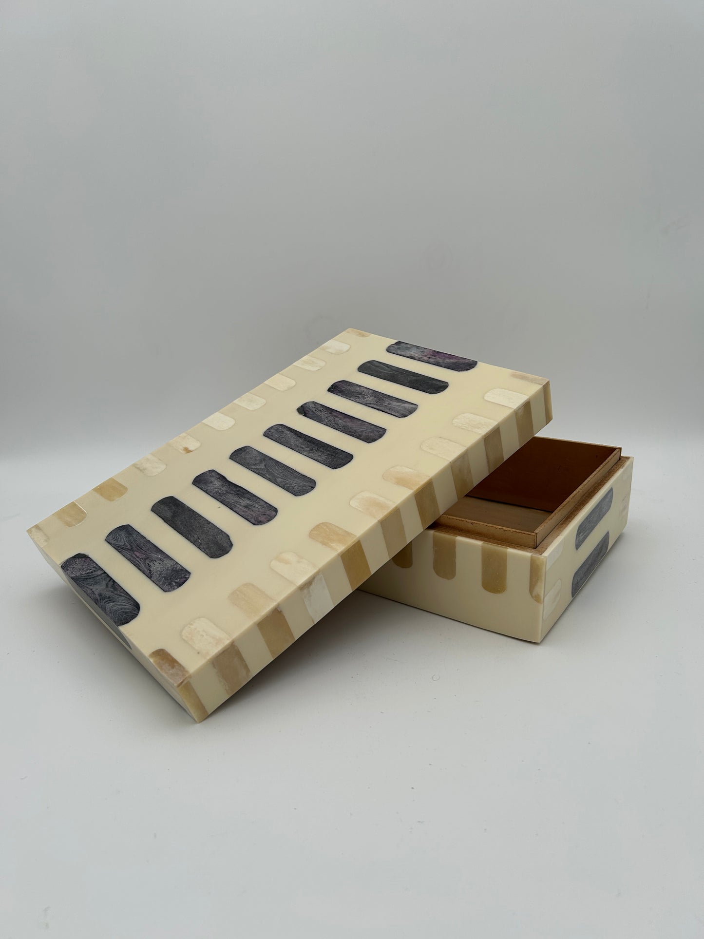 Dark Gray + Ivory Bone Inlay Box