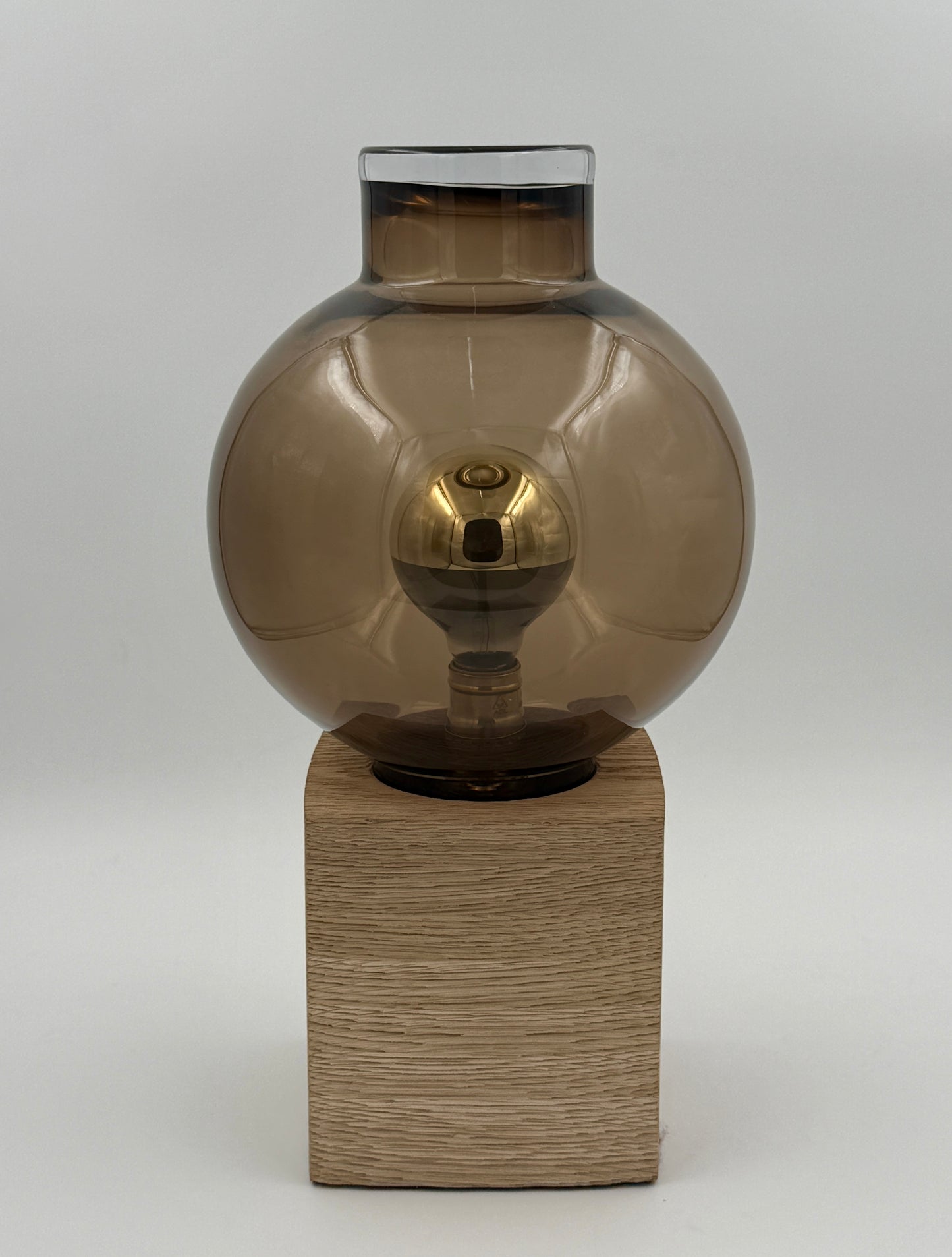 Topaz Globe + Oak Base Table Lamp