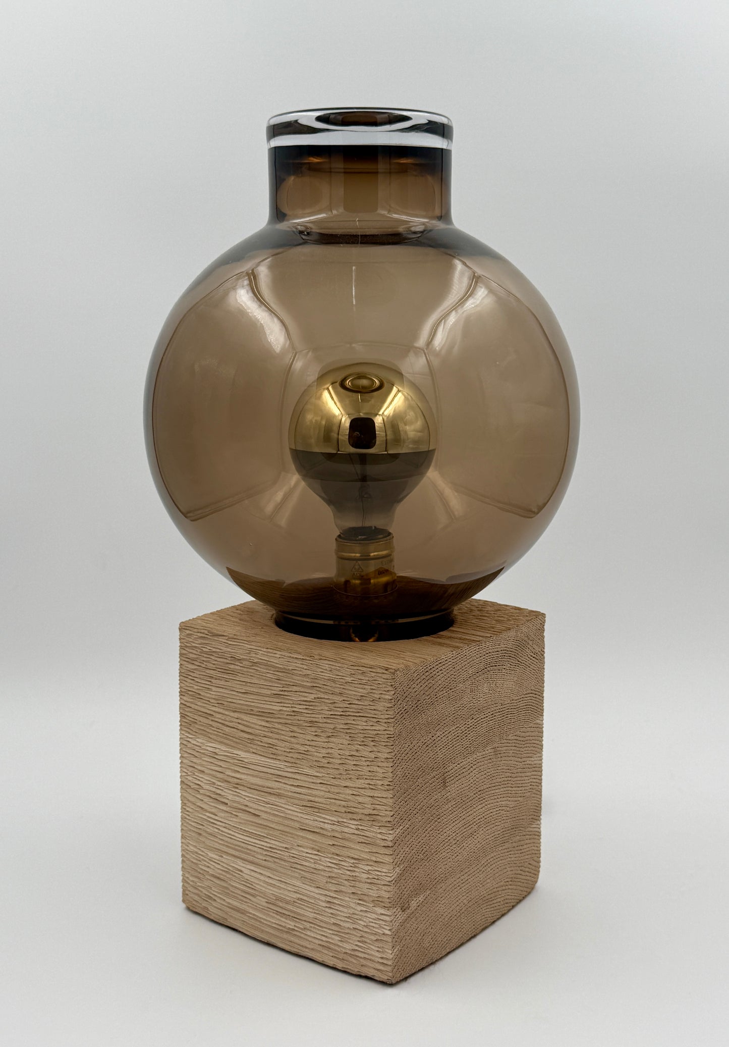 Topaz Globe + Oak Base Table Lamp