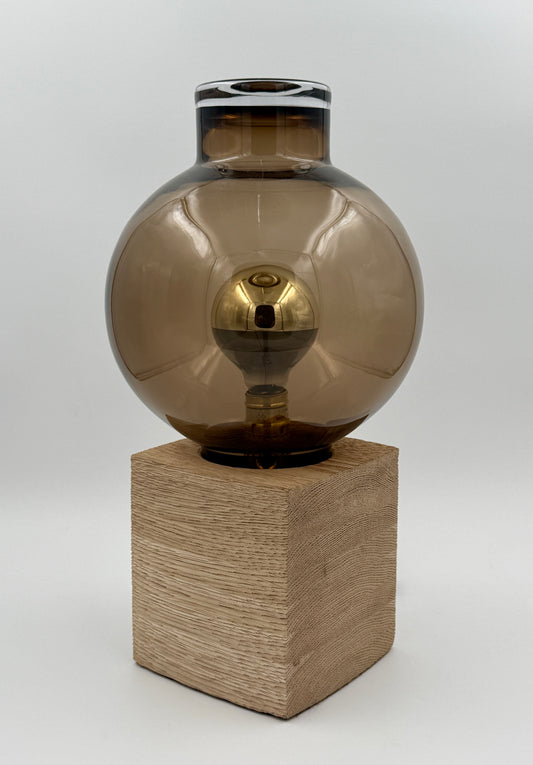 Topaz Globe + Oak Base Table Lamp
