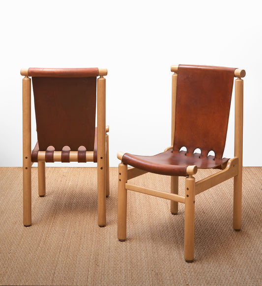 Tapiovaara | Leather Sling + Beechwood Side Chairs