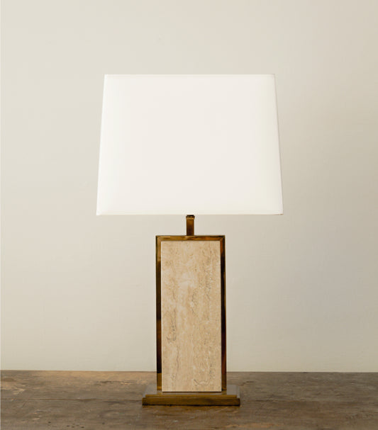 Travertine + Brass Table Lamp