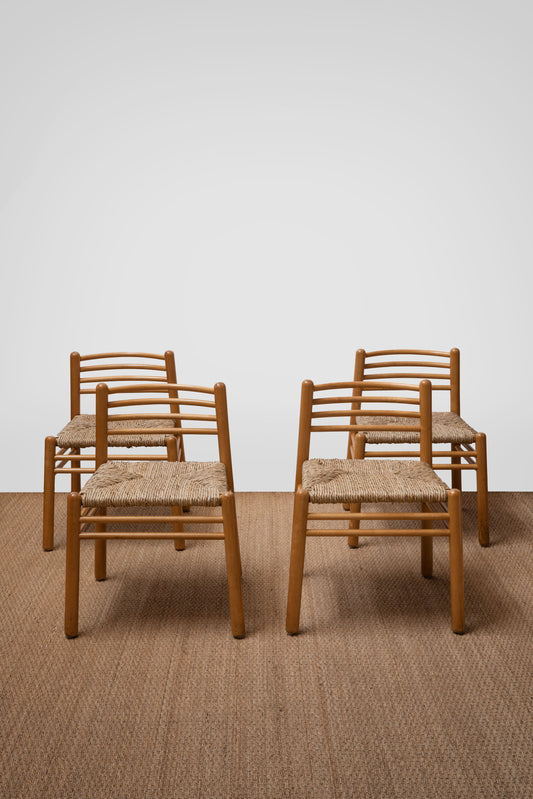 Scandinavian Rush Seat Side Chairs