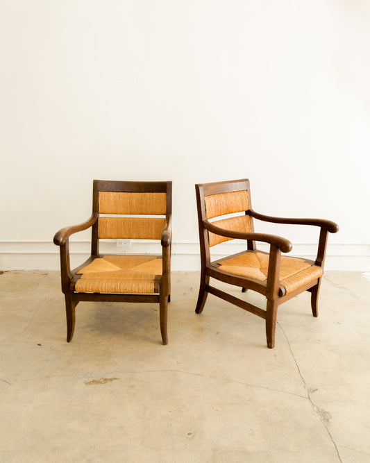 French Oak + Rush Armchairs