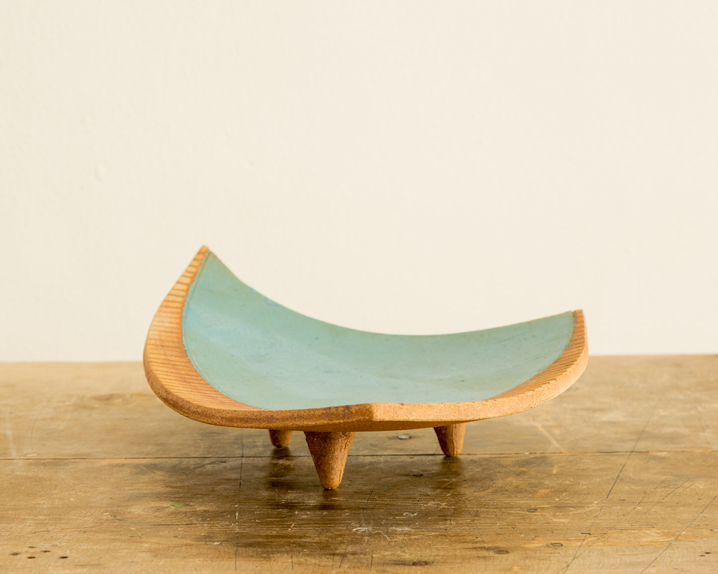 Terra Cotta + Turquoise Glazed Footed Tray