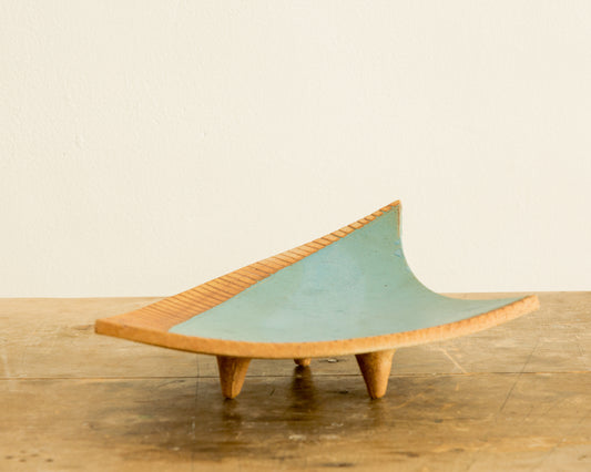 Terra Cotta + Turquoise Glazed Footed Tray