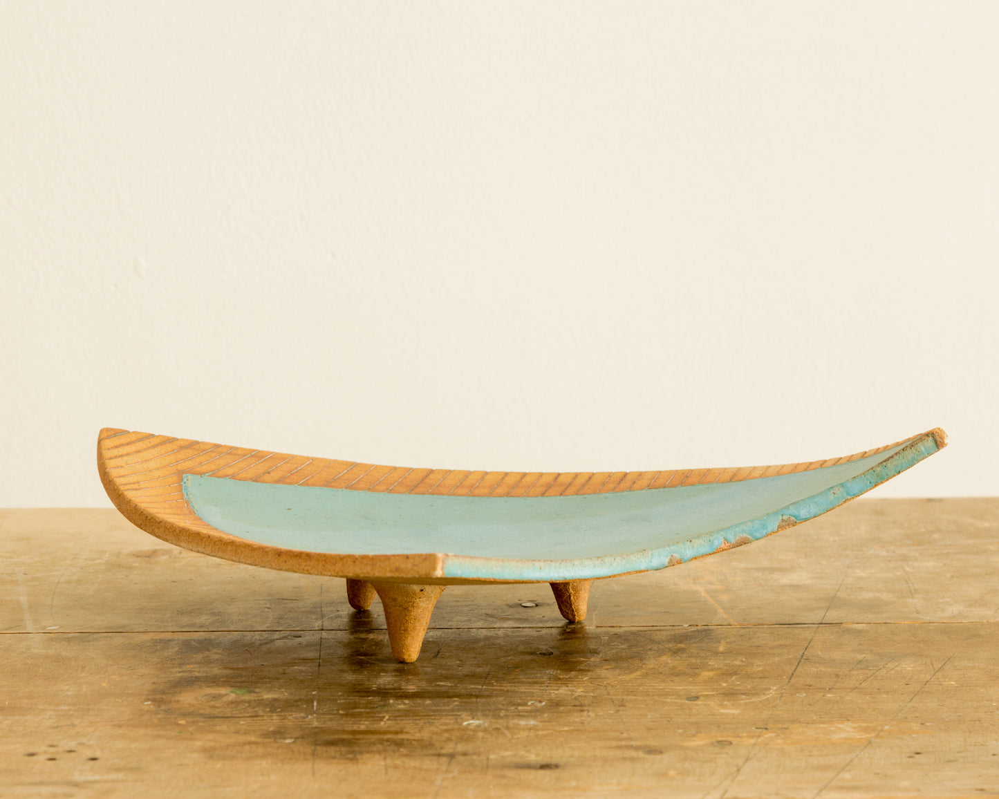 Terra Cotta + Turquoise Glazed Footed Tray