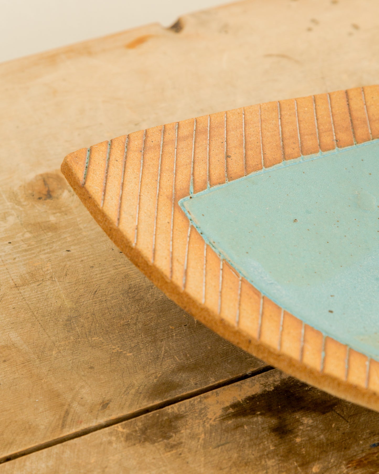 Terra Cotta + Turquoise Glazed Footed Tray