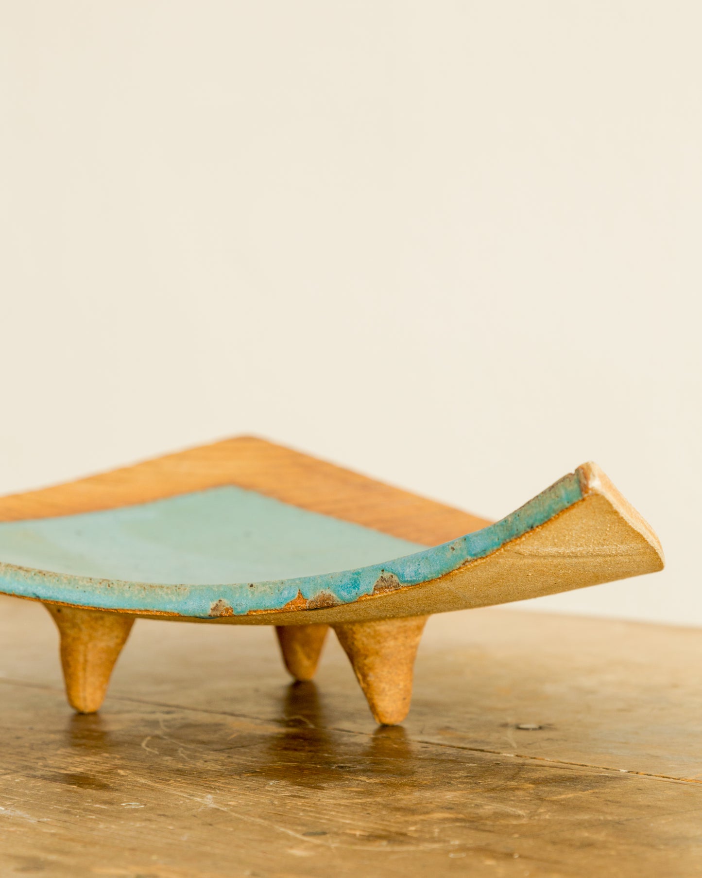 Terra Cotta + Turquoise Glazed Footed Tray