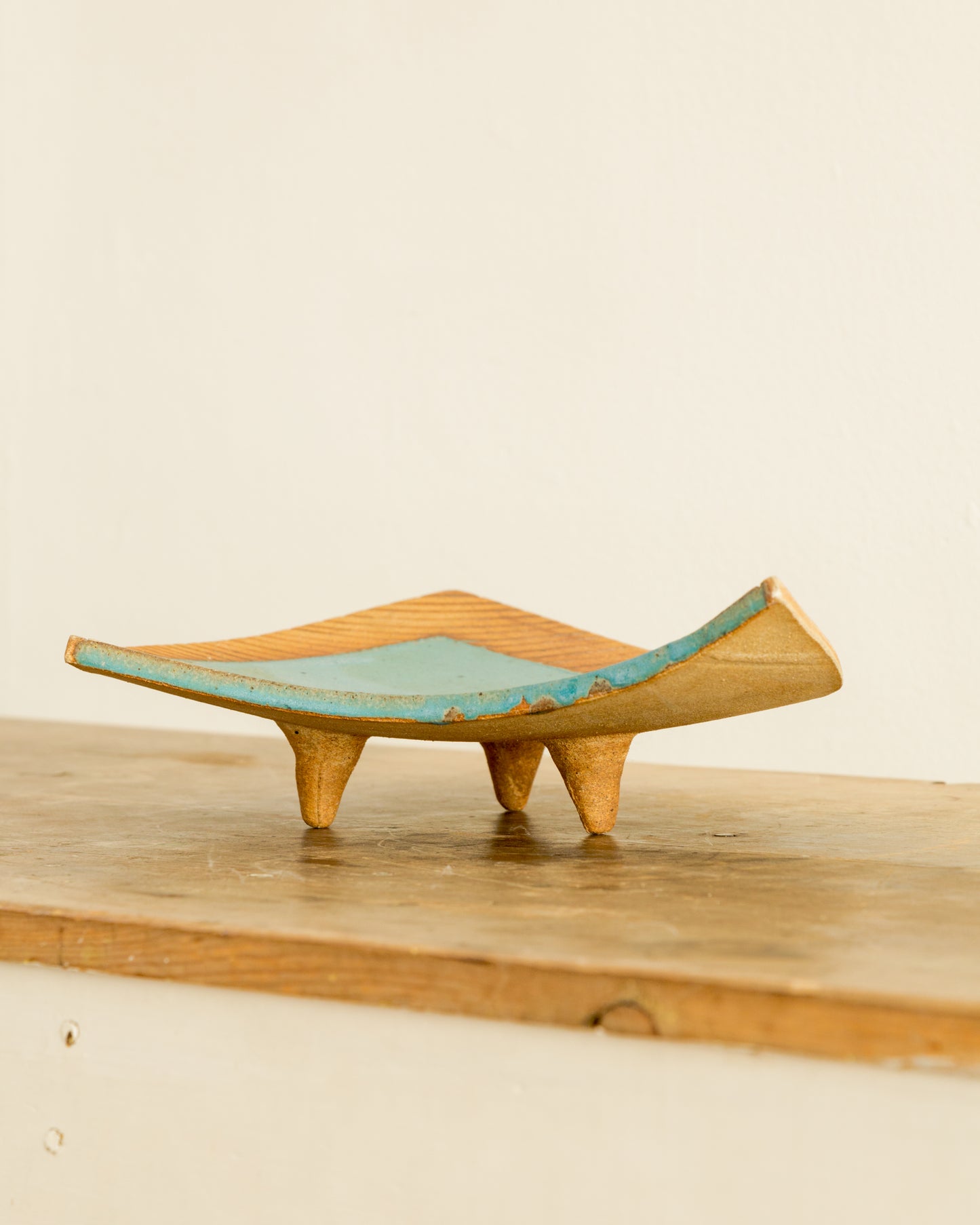 Terra Cotta + Turquoise Glazed Footed Tray