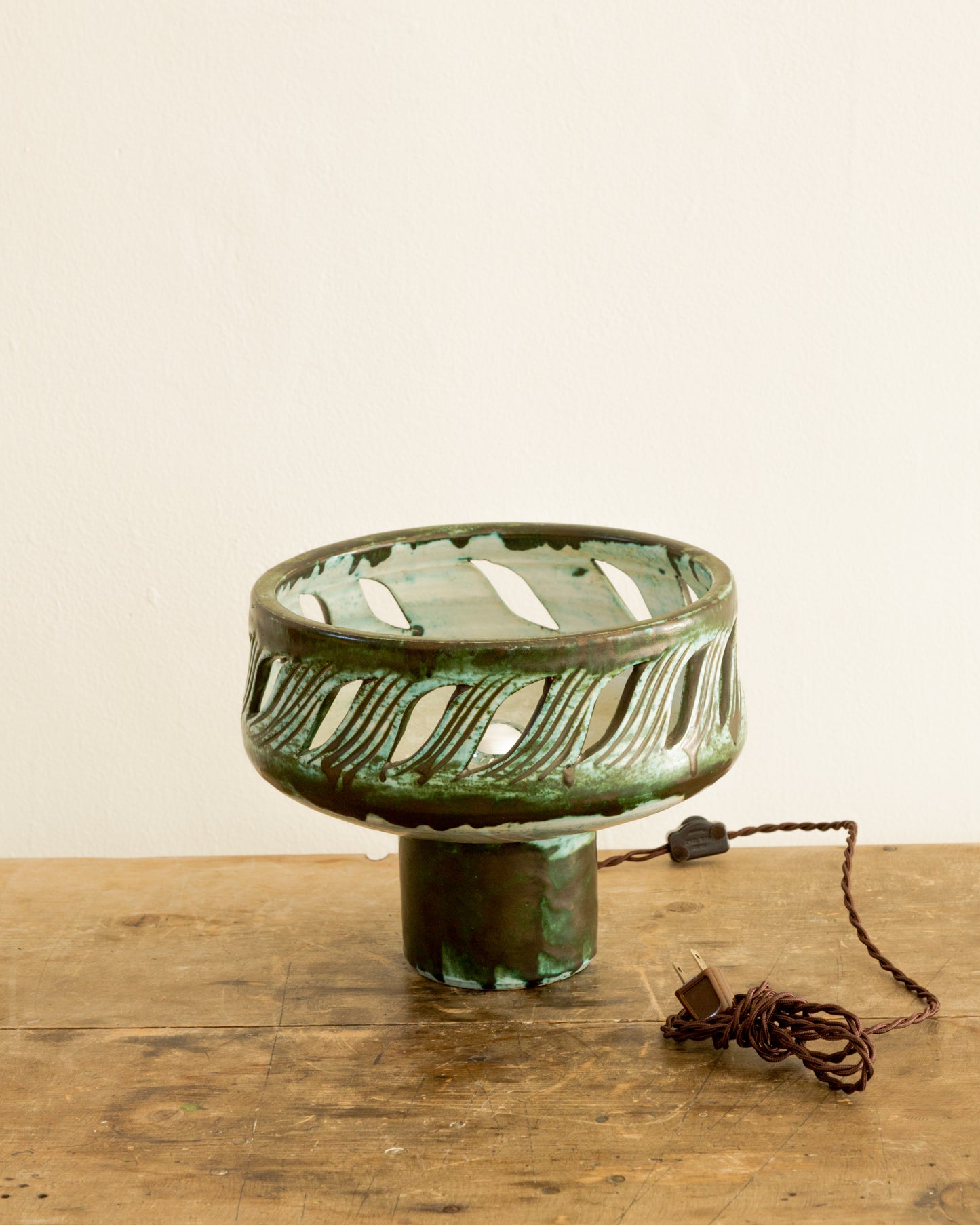 Bottle Green Glazed Vessel Lamp