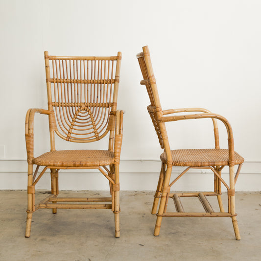 Audoux Minet | Bamboo + Rattan Dining Armchairs