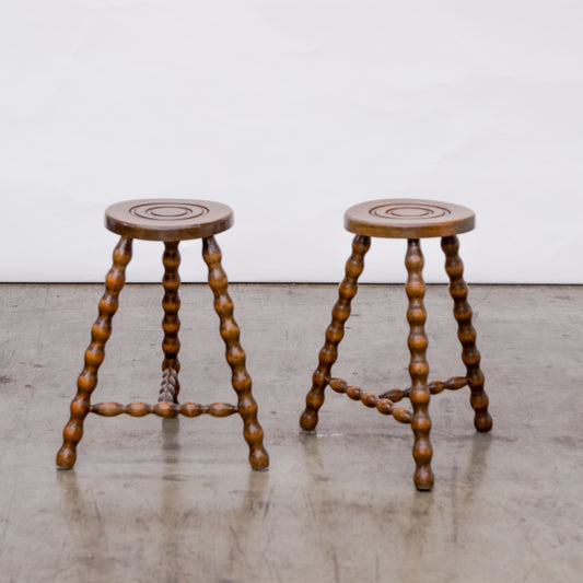 Brutalist Walnut Stools