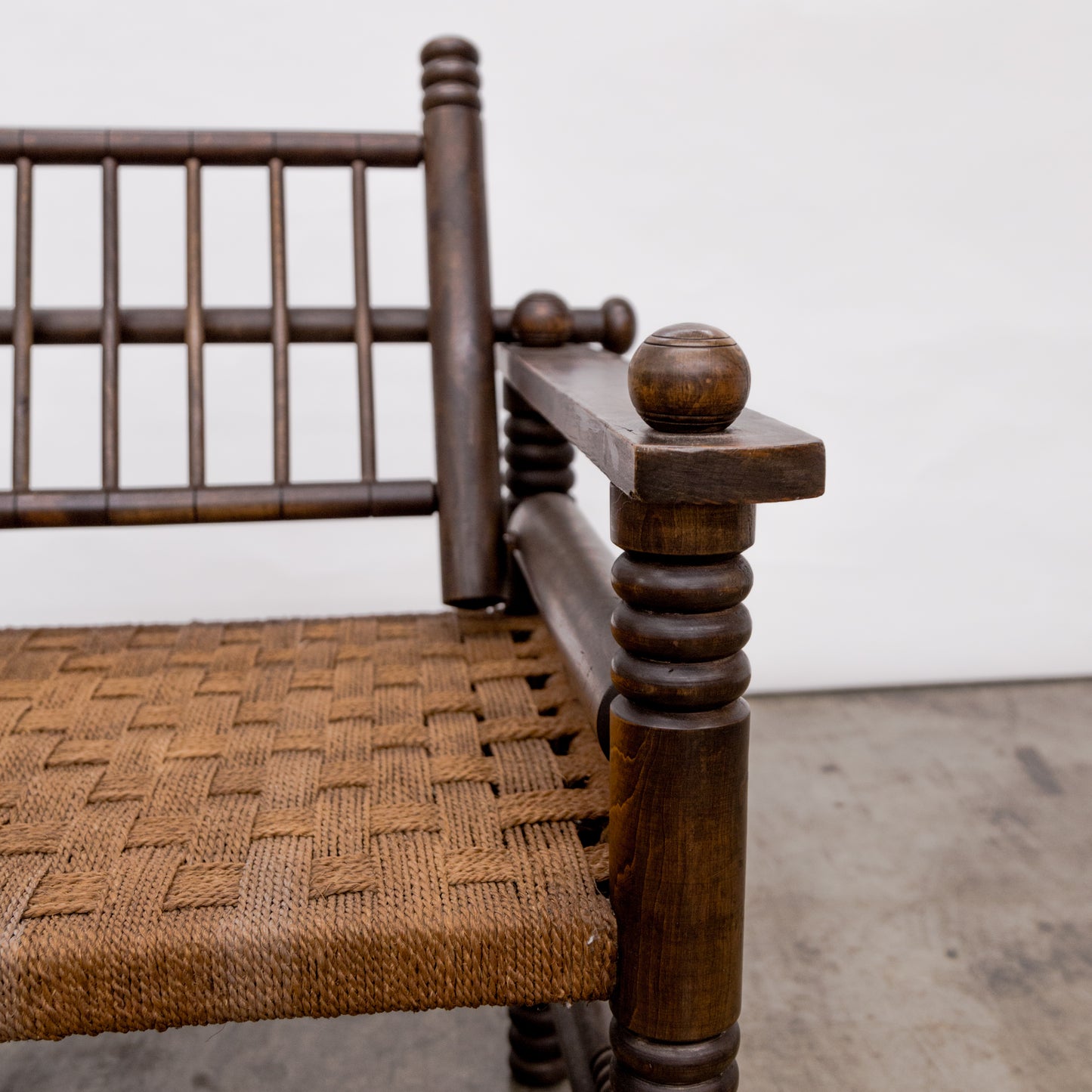 Charles Dudouyt | Turned Walnut + Rush Seat Armchairs