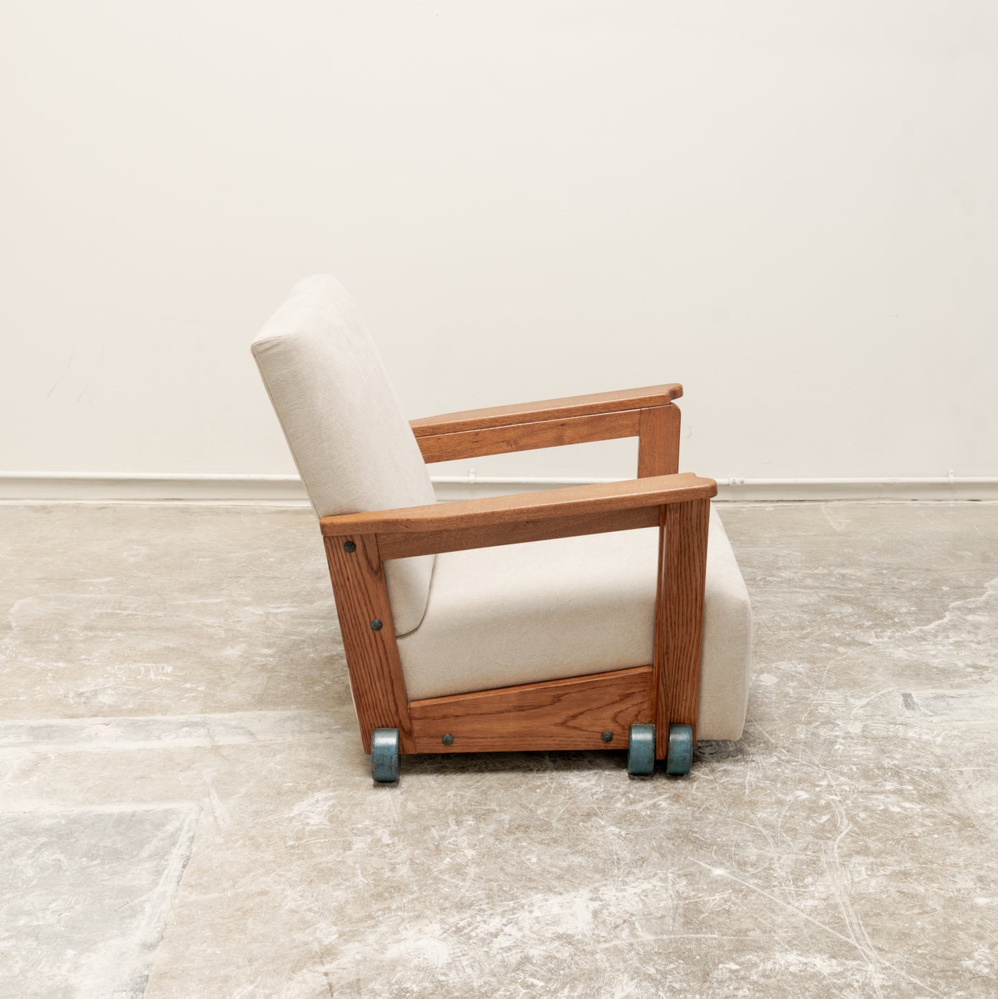 Modernist Blue Wheel Armchair