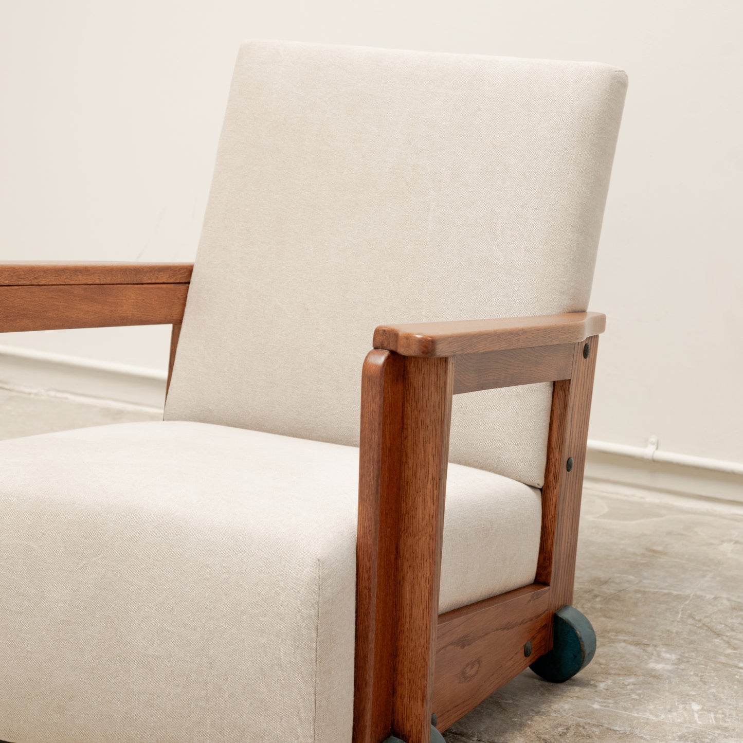 Modernist Blue Wheel Armchair