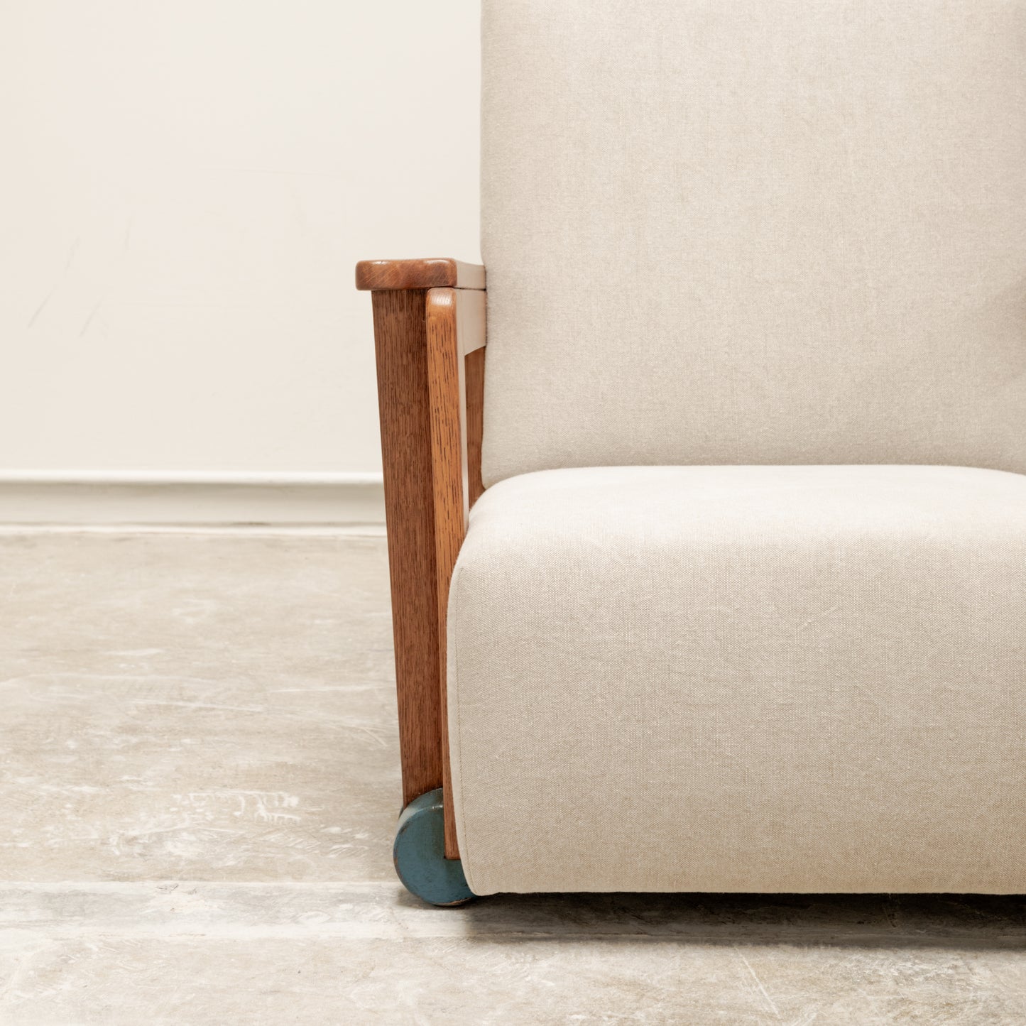 Modernist Blue Wheel Armchair