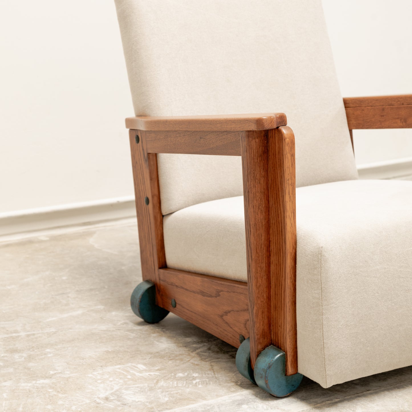 Modernist Blue Wheel Armchair