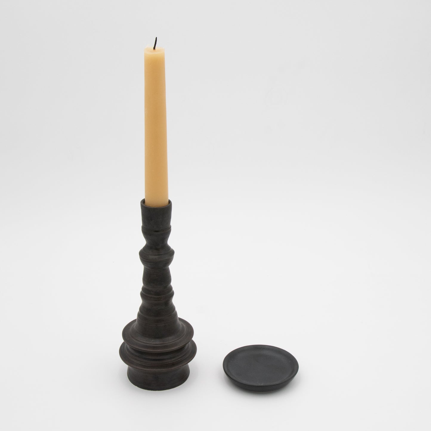 Lukas Weyandt | Bronze Brown Large Stoneware Candlestick