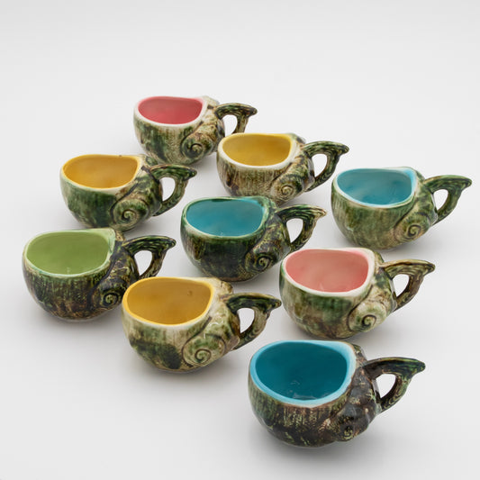 Majolica Porcelain Conch - Teacup Set