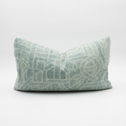 Aquamarine Batik Print Lumbar Pillow