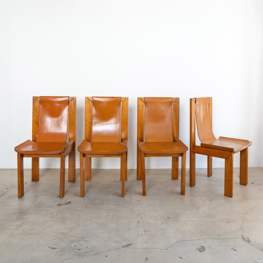 Luigi Gorgoni for Maison Regain | Leather Sling Dining Chairs