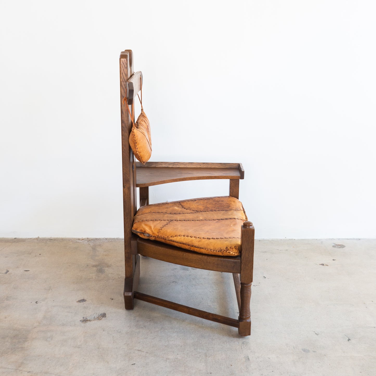 Dutch Brutalist Oak Fireplace Chair