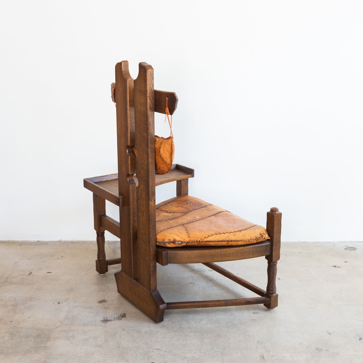 Dutch Brutalist Oak Fireplace Chair