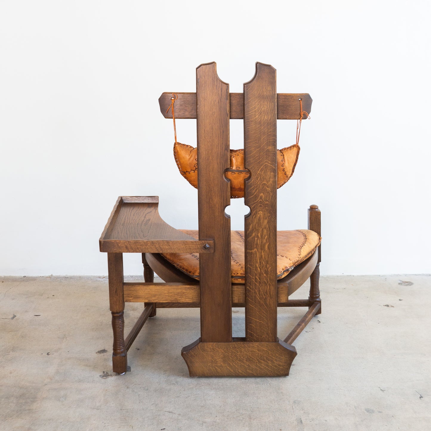 Dutch Brutalist Oak Fireplace Chair