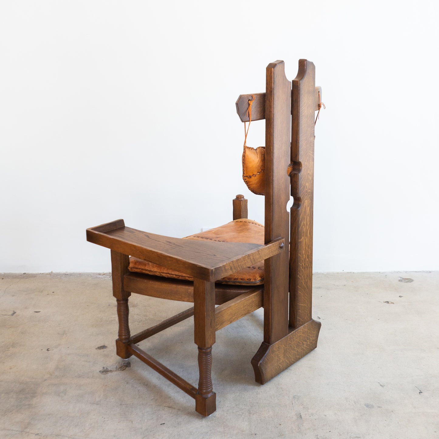 Dutch Brutalist Oak Fireplace Chair
