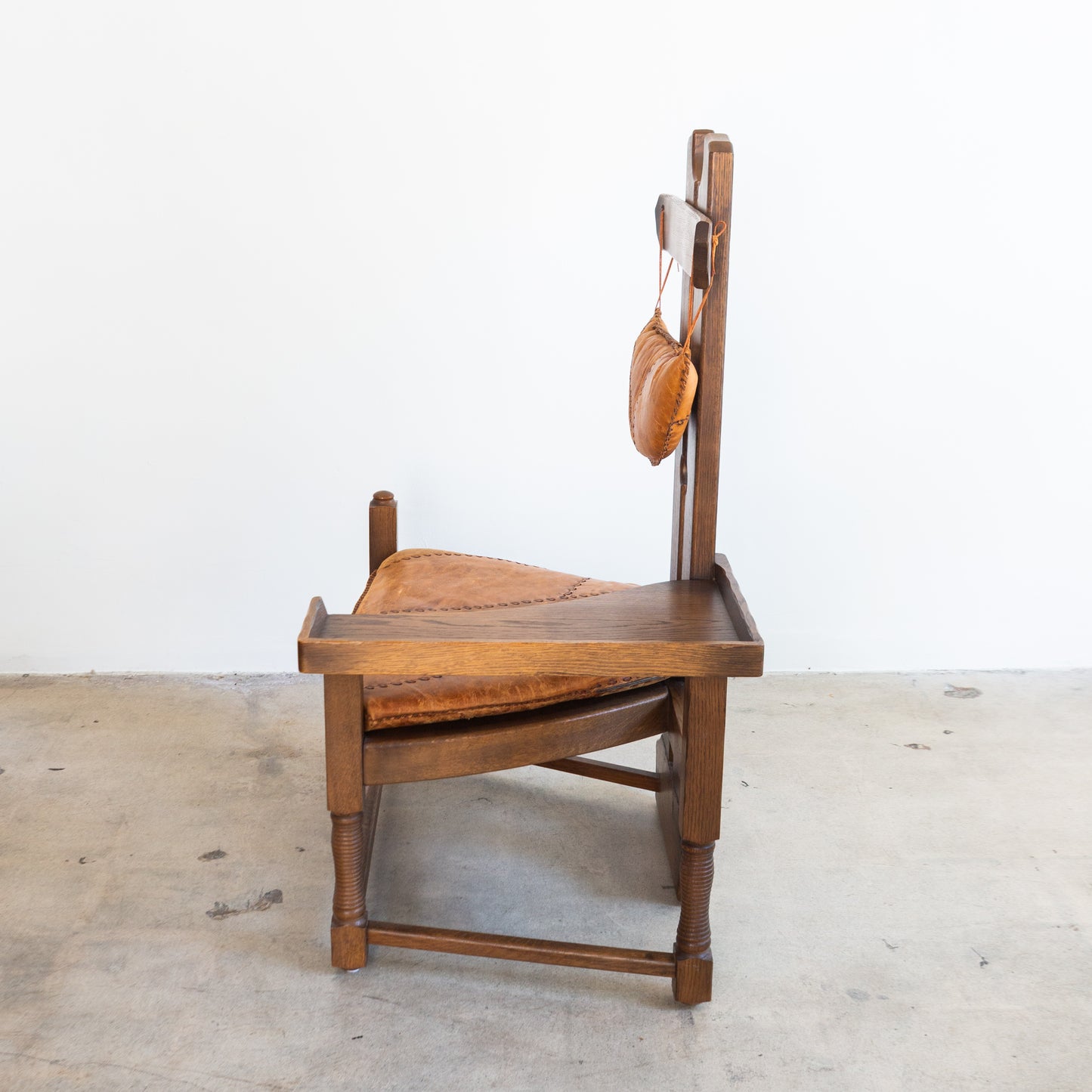 Dutch Brutalist Oak Fireplace Chair