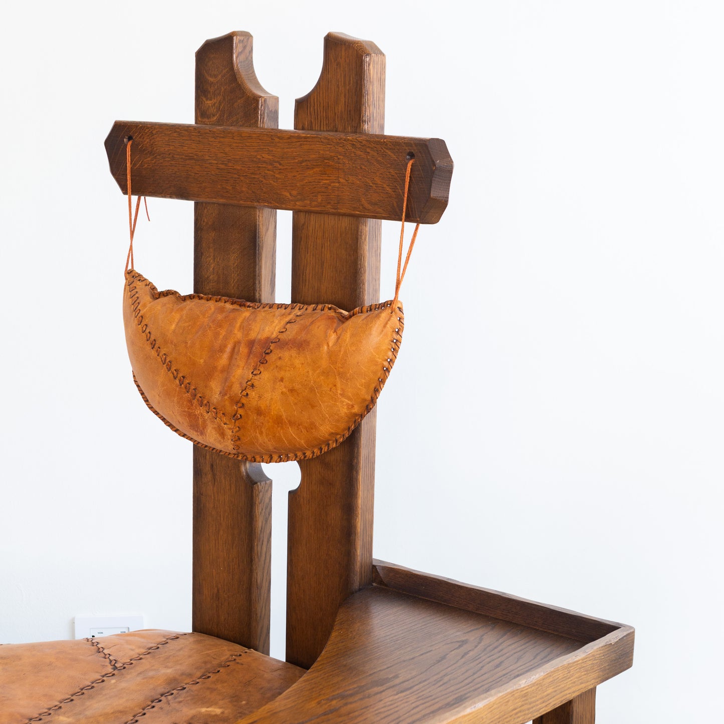 Dutch Brutalist Oak Fireplace Chair